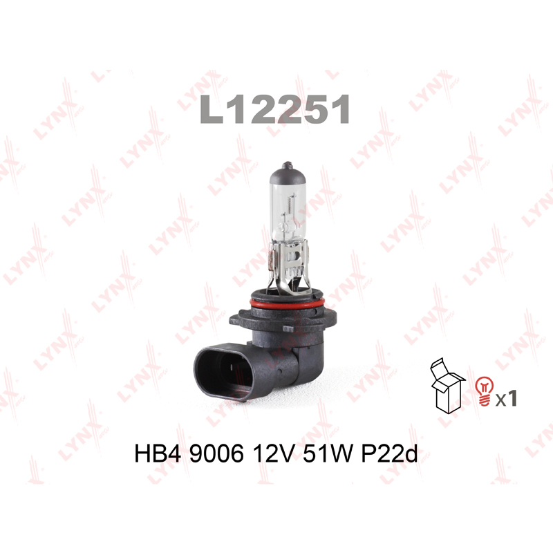 Продажа Лампа HB4 9006 12V 51W P22D LYNXauto