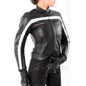 На фото Куртка кожаная, женская Tschul 5700  Black-White