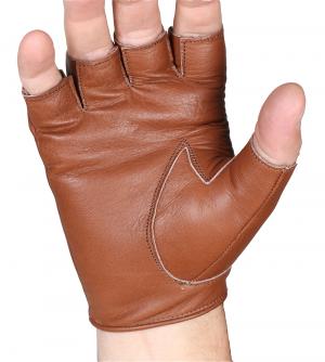 На фото Мотоперчатки без пальцев Inflame Choper, кожа коричневый