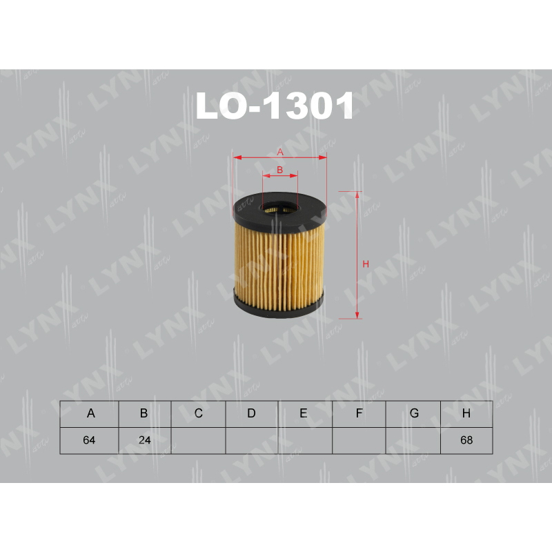 Продажа LO-1301 Вставка фильтра масляного LYNXautu (1109-X4)