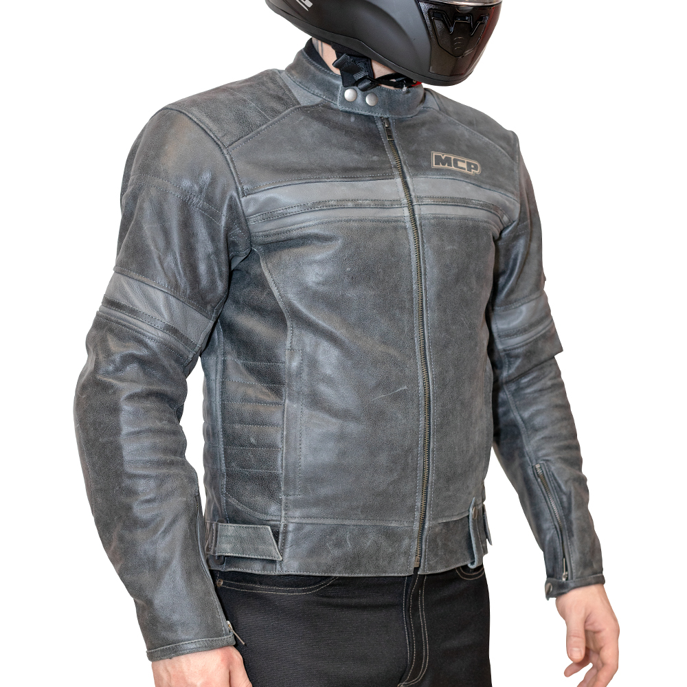 Продажа MCP Мотокуртка кожаная классическая Hemet, цвет: серый