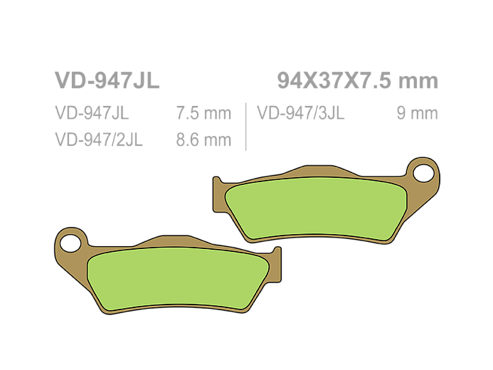 Продажа VESRAH Тормозные колодки VD-947JL (FDB 2039)